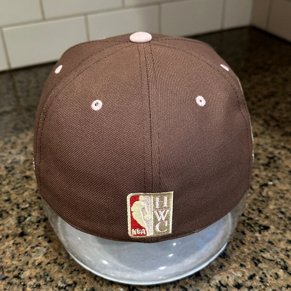 Seattle Sonics Mitchell & Ness 40th Anniversary Fitted Hat 7 1/8 Brown Pink New